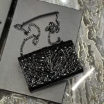 Saint Laurent Envelope Small Bag Black In Mix Matelassé Grain De Poudre Embossed Material For Women 8.2in/21cm YSL