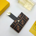 Fendi Card Holder Brown With Yellow Gusseted Card Holder For Women 4in/10cm FF 8M0301A6CBF19DA