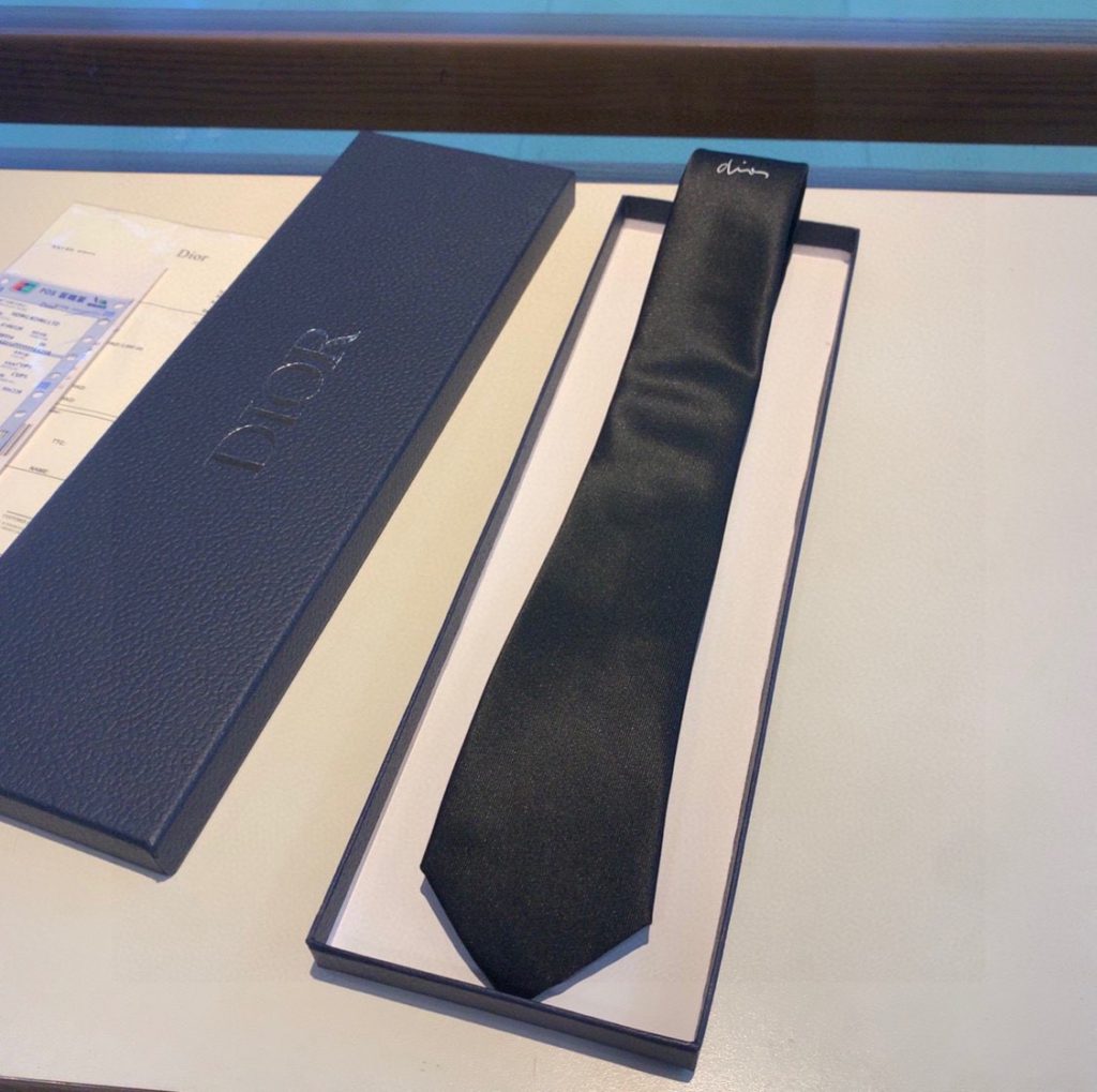 Dior Silk Tie With "Dior" Motifs Black Dior Men tie