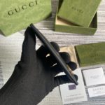 Gucci GG Marmont Card Case Black Gold Toned Hardware For Men 4in/10cm 657588 DJ20T 1000