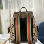 Gucci Backpack With Jumbo GG Camel And Ebony Jumbo GG Canvas For Men 16in/42cm GG ‎678829 UKMEG 2569