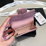 Chanel 2.55 Flap Card Holder 4.4in/11cm Gold Toned Hardware For Women Light Pink A80831
