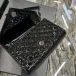 Saint Laurent Envelope Small Bag Black In Mix Matelassé Grain De Poudre Embossed Material For Women 8.2in/21cm YSL