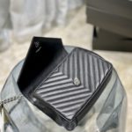 Saint Laurent College Medium Chain Bag Black Silver Toned Hardware For Women 9.4in/24cm YSL 600279BRM041000