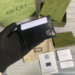 Gucci GG Marmont Card Case Black Silver Hardware For Men 4in/10cm GG 657588 0YK0N 1000