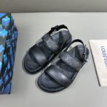 Louis Vuitton Sandal Rubber Taurillon Monogram/Monogram Eclipse Black For Men LV