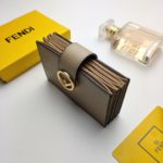 Fendi Card Holder Light Grey With Light Grey Gusseted Card Holder For Women 4in/10cm FF 8M0301A18BF0E65