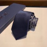 Dior Striped Dior Oblique Tie Navy Blue/White And Gray Silk Dior Men Tie 01C1047A0266_C588