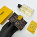 Fendi Card Holder Brown With Yellow Gusseted Card Holder For Women 4in/10cm FF 8M0301A6CBF19DA