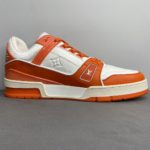 Louis Vuitton Trainer Sneaker Mix Of Materials White/Orange Virgil Abloh For Men LV 1A9VN0