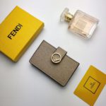 Fendi Card Holder Light Grey With Light Grey Gusseted Card Holder For Women 4in/10cm FF 8M0301A18BF0E65
