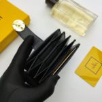 Fendi Card Holder Brown With Yellow Gusseted Card Holder For Women 4in/10cm FF 8M0301A6CBF19DA