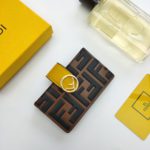Fendi Card Holder Brown With Yellow Gusseted Card Holder For Women 4in/10cm FF 8M0301A6CBF19DA