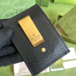 Gucci GG Marmont Card Case Rough Black Gold Toned Hardware For Men 4in/10cm 657588 DJ20T 1000