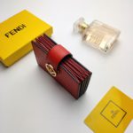 Fendi Card Holder Red With Red Gusseted Card Holder For Women 4in/10cm FF