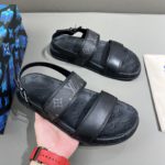 Louis Vuitton Sandal Rubber Taurillon Monogram/Monogram Eclipse Black For Men LV