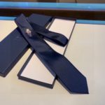 Dior Silk Tie With Floral Motif And The Word "Dior" Navy Blue Dior Men Tie