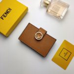 Fendi Card Holder Brown With Brown Gusseted Card Holder For Women 4in/10cm FF