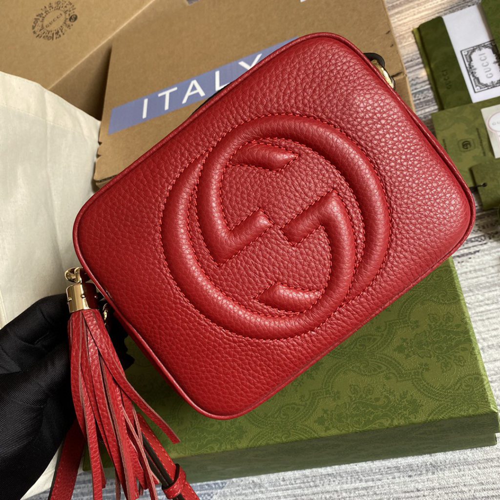 Gucci Soho Small Disco Bag Red For Women, Women's Bags, Shoulder And Crossbody Bags 8in/21cm GG 308364