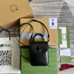 Gucci Bamboo Mini Handbag Black For Women, Women's Bags 6.2in/16cm GG