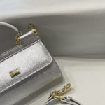 Dolce & Gabbana Small Sicily Bag In Dauphine Silver For Women 7.5in/19cm DG 