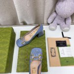 Gucci Women's Mid-Heel Ballet Flat With Horsebit Jade Green For Women GG