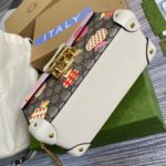 Gucci Padlock GG Small amboo Strawberry Shoulder Bag Beige For Women, Women's Bags 9.5in/24cm GG