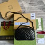 Gucci Marmont Matelasse Shoulder Bag Black For Women, Women's Bags 9.5in/24cm GG