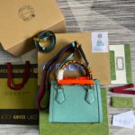 Gucci Diana Mini Tote Bag Light Blue For Women, Women's Bags 7.9in/20cm GG ‎702732 U3ZDT 4377