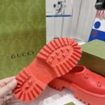 Gucci Women's Platform Perforated G Sandal Red For Women GG