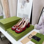 Gucci Lovelight Slingback Mid-Heel With Horsebit Red For Women GG