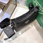 Prada Re-Edition 2005 Saffiano Leather Bag Black For Women, Women's Bags 8.6in/22cm 1NE204_R064_F0002