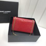 Saint Laurent Kate Medium Chain Bag With Tassel In Embossed Crocodile Red For Women 9.4in/24cm YSL
