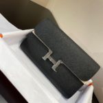 Hermes Constance Togo Long Wallet  21cm/8.3in Silver Toned Hardware For Women Black