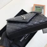 Saint Laurent Envelope Small Bag In Mix Matelassé Grain De Poudre Black For Women 8.2in/21cm YSL 600195BOW921000