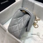 Chanel Flap Bag With CC Ball On Strap Grey For Women, Women's Handbags, Shoulder And Crossbody Bags 7.8in/20cm AS1787