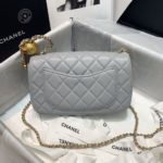 Chanel Flap Bag With CC Ball On Strap Grey For Women, Women's Handbags, Shoulder And Crossbody Bags 7.8in/20cm AS1787