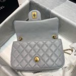 Chanel Flap Bag With CC Ball On Strap Grey For Women, Women's Handbags, Shoulder And Crossbody Bags 7.8in/20cm AS1787