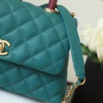 Chanel Medium Flap Bag With Top Handle Teal For Women, Women’s Handbags, Shoulder And Crossbody Bags 9in/23cm A92990