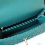 Chanel Medium Flap Bag With Top Handle Teal For Women, Women’s Handbags, Shoulder And Crossbody Bags 9in/23cm A92990
