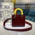 Christian Dior Small Lady Dior Bag with Chain Gold Toned Hardware Burgundy For Women 20cm/8in CD M0538OWCB_M323