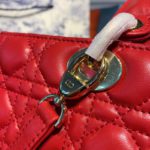 Christian Dior Large Lady Dior Bag Gold Toned Hardware Cherry Red Cannage For Women CD 12.5in/32cm M0566ONGE_M52R