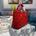Christian Dior Large Lady Dior Bag Gold Toned Hardware Cherry Red Cannage For Women CD 12.5in/32cm M0566ONGE_M52R