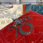 Christian Dior Large Lady Dior Bag Silver Hardware Cherry Red Patent For Women 12.5in/32cm CD