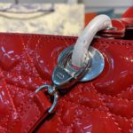 Christian Dior Large Lady Dior Bag Silver Hardware Cherry Red Patent For Women 12.5in/32cm CD