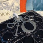 Christian Dior Large Lady Dior Bag Silver Hardware Black Patent For Women 12.5in/32cm CD M0566OWCB_M900