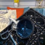 Christian Dior Large Lady Dior Bag Silver Hardware Black Patent For Women 12.5in/32cm CD M0566OWCB_M900