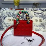Christian Dior Small Lady Dior Bag Gold Toned Hardware Cherry Red Patent For Women 8in/20cm CD M0531OWCB_M323