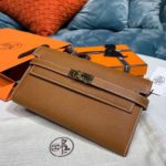 Hermes Kelly Wallet To Go Woc Brown With Gold Toned Hardware Bag For Women 8.2in/21cm
