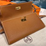 Hermes Kelly Wallet To Go Woc Brown With Gold Toned Hardware Bag For Women 8.2in/21cm
